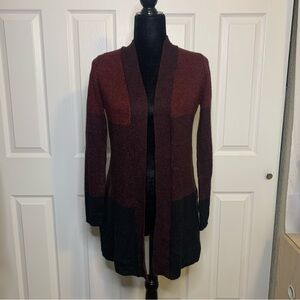 Karen Scott Burgundy Open Front Cardigan